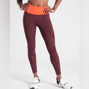 Athleta Tenacity 7/8 Compression Tight Leggings in Powerlift Plum and Orange XS